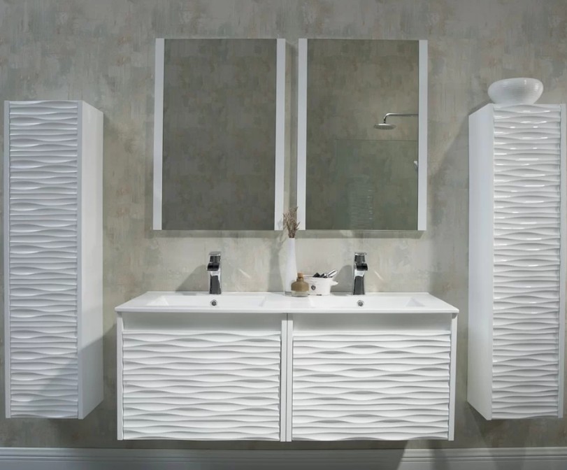 MEUBLE SALLE DE BAIN DOUBLE VASQUE - MARIA1-BLANC