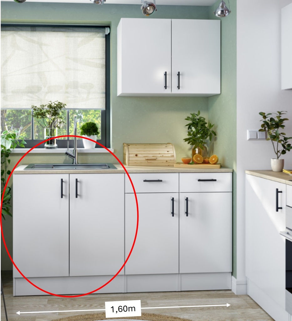 CUISINE - MEUBLE BAS - SOUS EVIER - 80CM - KIRAKIT