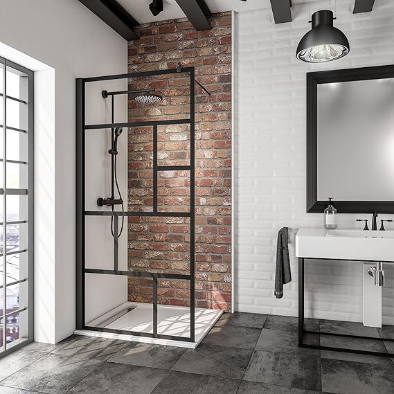 PAROI DE DOUCHE noir sérigraphié SHIVA-90