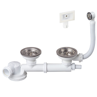 VIDAGE COMPLET EVIER 2 BACS Ø90 mm extraplat - ESPACE02