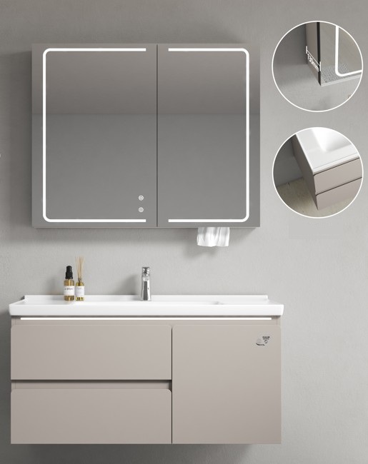 MEUBLE SALLE DE BAIN SIMPLE VASQUE AVEC MIROIR LED - LLORIS100