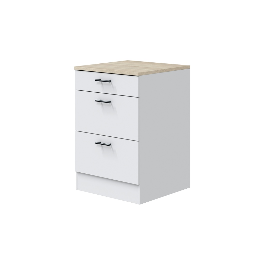 CUISINE - MEUBLE BAS - 3 TIROIRS - 60CM - KIRAKIT
