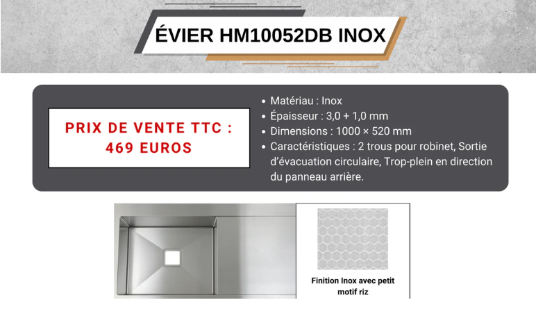 INOX SINK1000*520COLOR : NANO SILVER