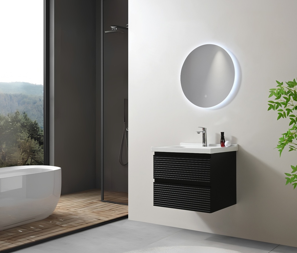 MEUBLE SALLE DE BAIN NOIR SIMPLE VASQUE -  LISE