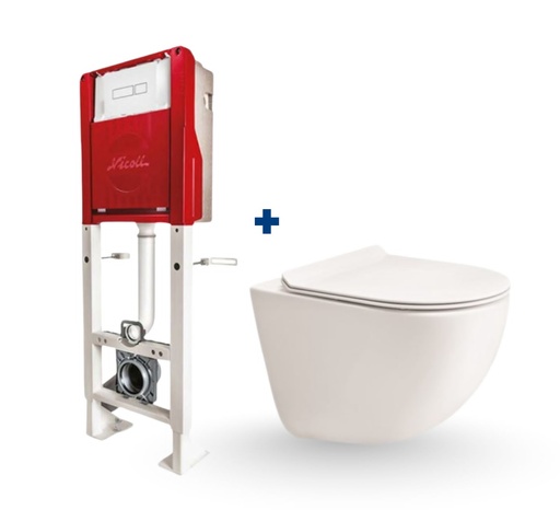 [S1043144-CARNIVAL + support nicoll] WC SUSPENDU BLANC AVEC SUPPORT NICOLL - DUNIA