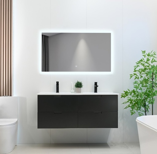 [SPV-2032-noir] MEUBLE SALLE DE BAIN DOUBLE VASQUE AVEC MIROIR LED - MARKE NOIR