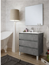 MEUBLE SALLE DE BAIN + VASQUE + MIROIR + PIEDS - CORFU-80 CM - CEMENTO