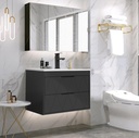 MEUBLE SALLE DE BAIN SIMPLE VASQUE AVEC MEUBLE MIROIR - YOGA-80 - Noir