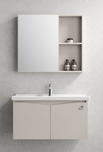 [T8801-80] MEUBLE SALLE DE BAIN SIMPLE VASQUE AVEC MIROIR - SOULOU80
