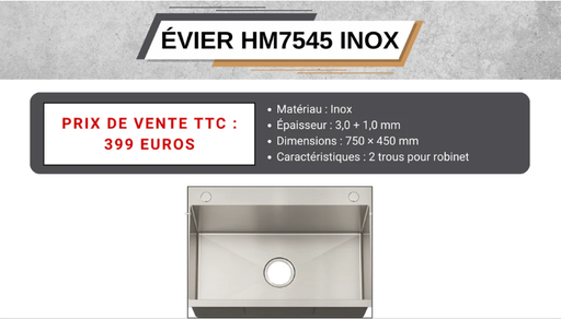 [HM7545SILVER] INOX SINK750*450COLOR : NANO SILVER